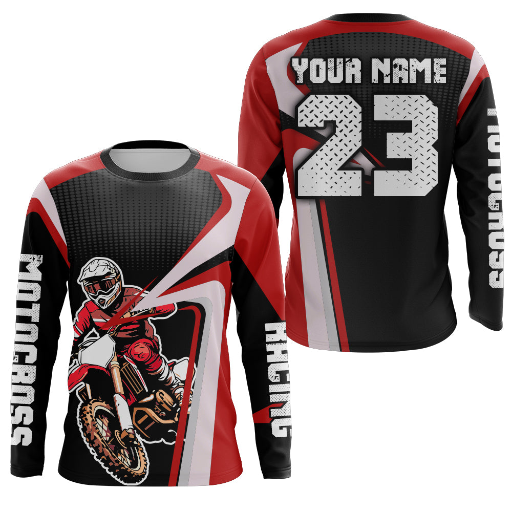 Custom Motocross Jersey Red Dirt Bike Shirt For Kid Women Men Off-road Shirt XM307