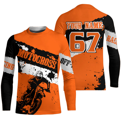 Motocross Racing Jersey Orange Upf30+ Dirt Bike Motorcycle Shirt Kid Men Women XM288