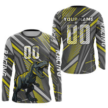 Load image into Gallery viewer, Dinosaur Motocross Jersey Yellow&amp;Grey Dirt Bike Jersey for Men Kid Women Upf30+ XM349