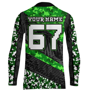 Motocross Racing Jersey Youth UPF30+ Green Dirt Bike Shirt MX Racing Jersey Motorcycle Shirt XM148