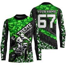 Load image into Gallery viewer, Motocross Racing Jersey Youth UPF30+ Green Dirt Bike Shirt MX Racing Jersey Motorcycle Shirt XM148