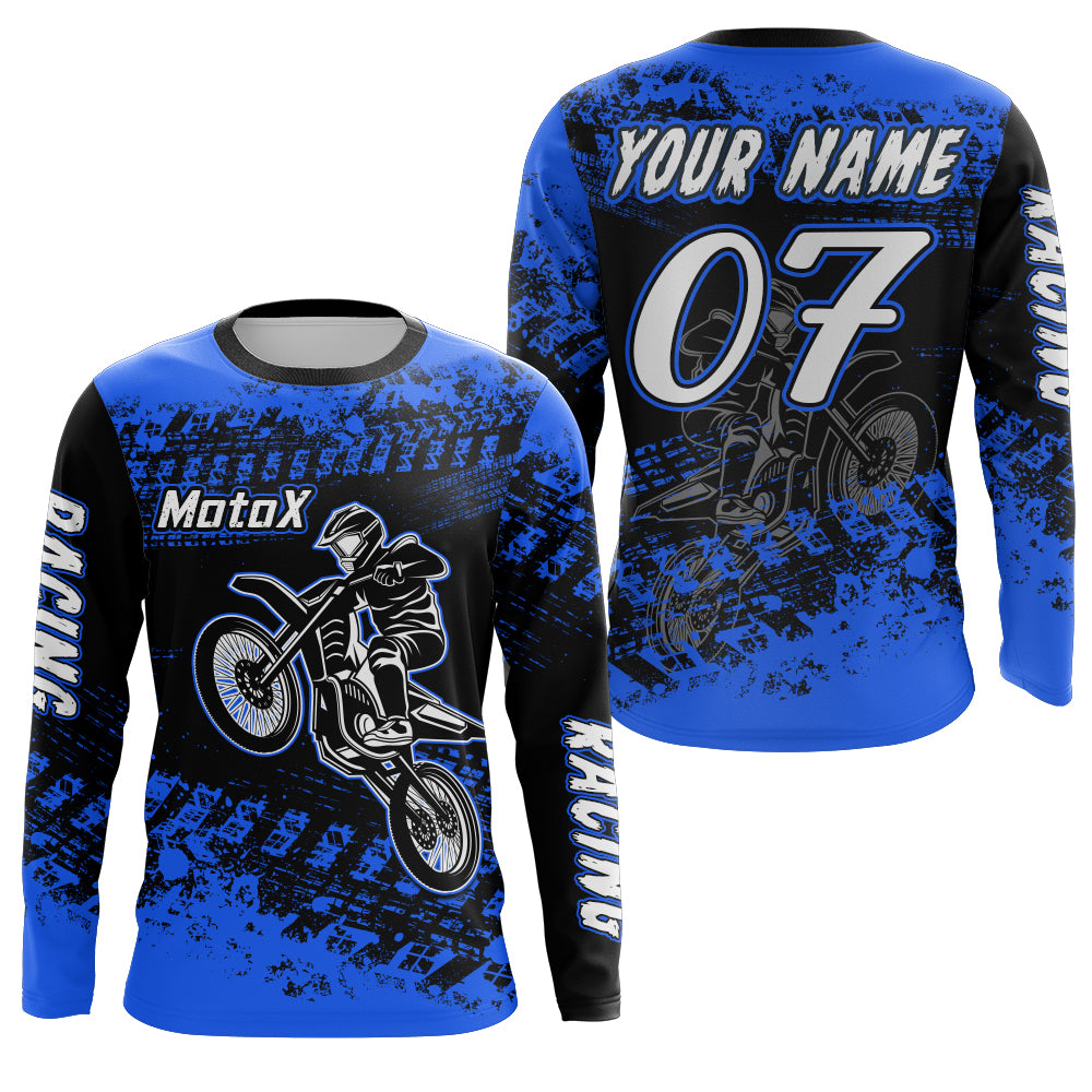 Blue Motocross Jersey Custom Dirt Bike Shirt Upf30+ Kid Men Women Motorcycle Shirt XM301
