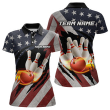 Load image into Gallery viewer, American Flag Bowling Shirt Fire Patriotic Bowling Shirts for Men Women Bowling Jersey MBL19