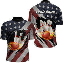 Load image into Gallery viewer, American Flag Bowling Shirt Fire Patriotic Bowling Shirts for Men Women Bowling Jersey MBL19