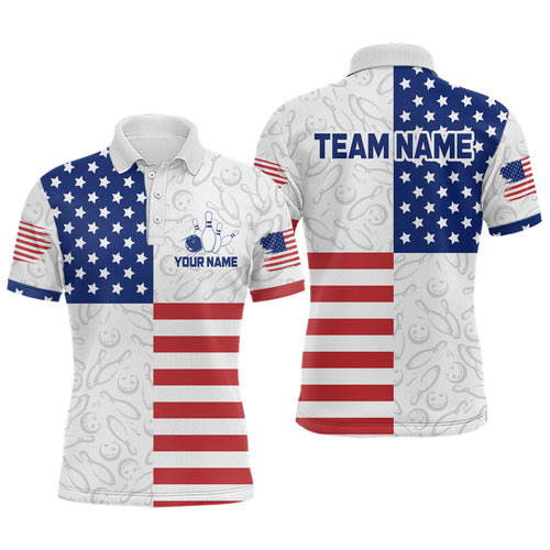 American Flag Bowling Shirt Patriotic Bowling Shirts for Men Women Bowling Jersey MBL24
