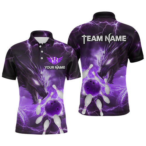 Custom Dragon Bowling Shirt Purple Thunder Bowling Jersey for Men Women Team MBL82