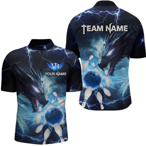 Custom Dragon Bowling Shirt Blue Thunder Bowling Jersey for Men Women Team MBL82