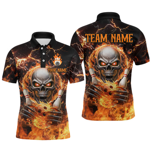 Skull Bowling Shirt Custom Thunder Flaming Bowling Jersey for Men Women Team MBL85