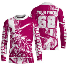 Load image into Gallery viewer, Custom Motocross Jersey Pink Dirt Bike Shirt UPF30+ Youth Motorcycle Racing Girls Off-road Jersey XM197