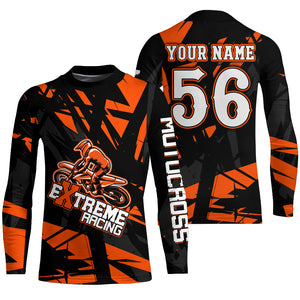 Motocross Racing Shirt Dirt Bike Jersey For Men Kid UPF30+ Off-road Racing Jersey Orange XM229