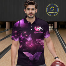Load image into Gallery viewer, Purple Butterflies Bowling Shirts Men Women Team Bowling Jerseys Polo and Zip Shirt MBL166