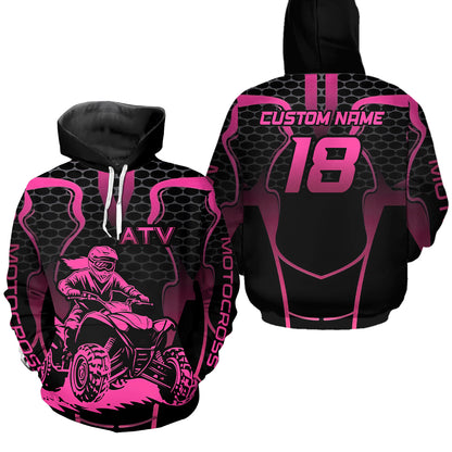 Pink Custom ATV Motocross Hoodie for Men Women Quad Shirt ATV Riding Hoodie MHATV23