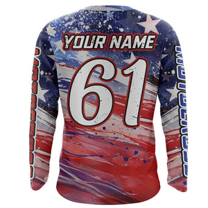 American Flag Racing Jersey UPF30+ Motocross Dirt Bike Shirt Youth Men Kid Women Patriotic XM99