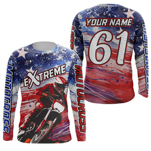 American Flag Racing Jersey UPF30+ Motocross Dirt Bike Shirt Youth Men Kid Women Patriotic XM99