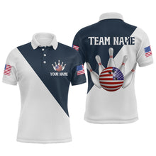 Load image into Gallery viewer, American Flag Bowling Shirts Blue&amp;White Bowling Jersey for Men Women Bowling Jersey MBL34