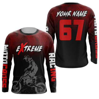 Custom Racing Jersey Red Black UPF30+ Motorcycle Motocross Shirt Off-Road Riding Jersey XM161