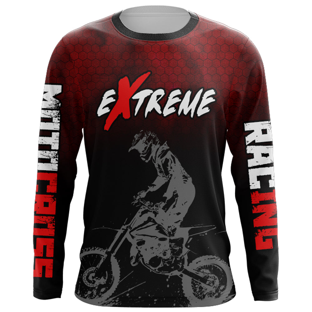 Custom Racing Jersey Red Black UPF30+ Motorcycle Motocross Shirt Off-Road Riding Jersey XM161