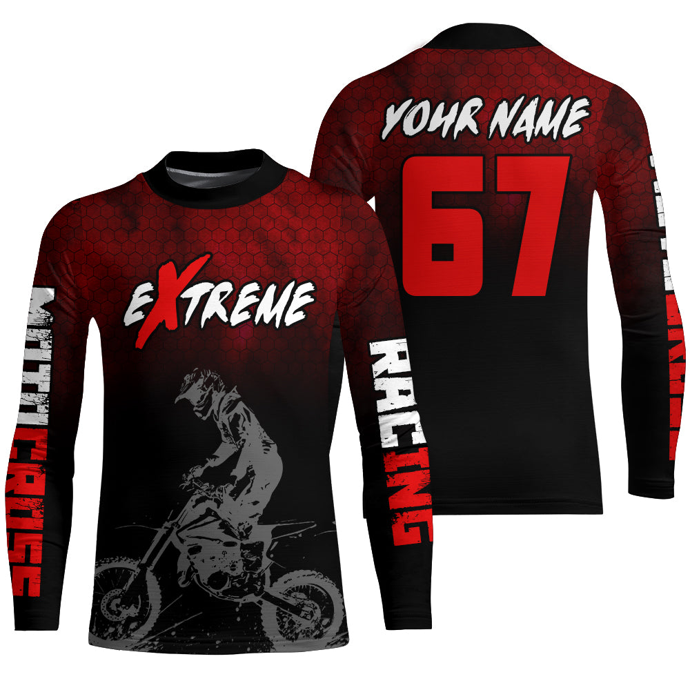 Custom Racing Jersey Red Black UPF30+ Motorcycle Motocross Shirt Off-Road Riding Jersey XM161