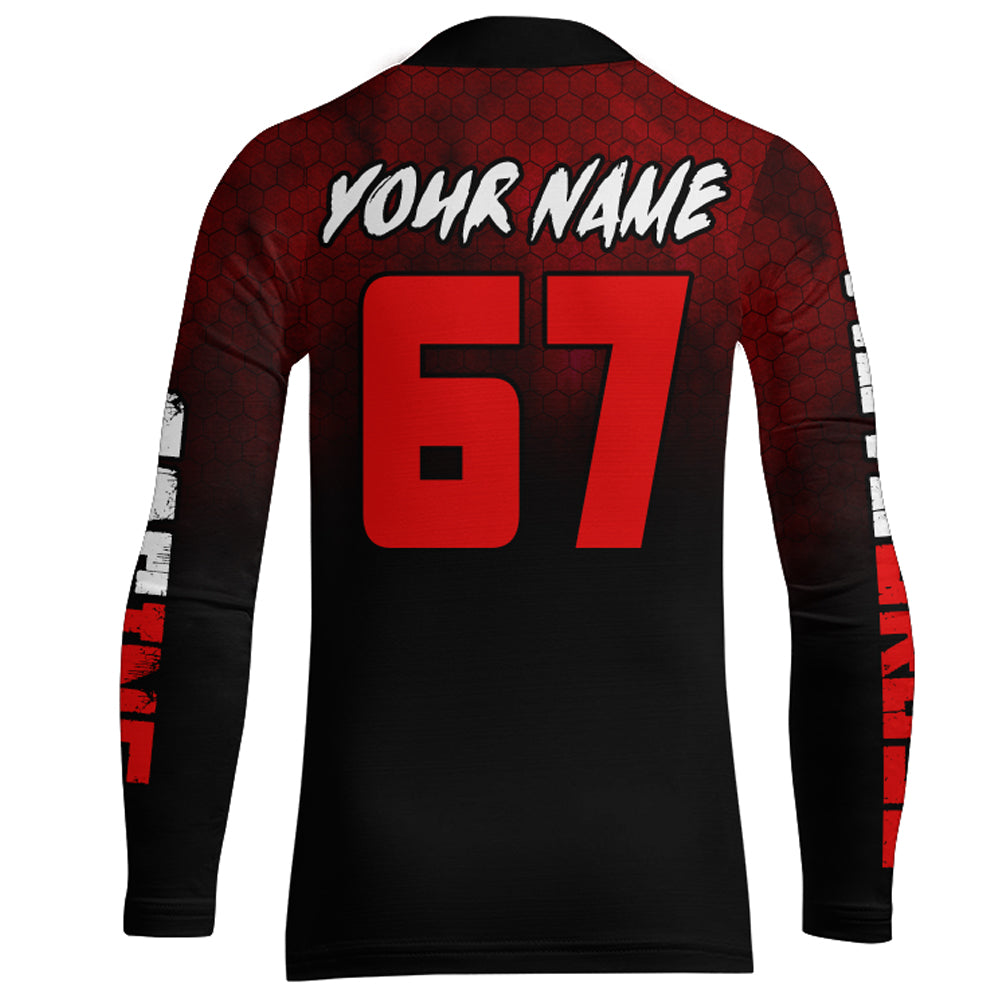 Custom Racing Jersey Red Black UPF30+ Motorcycle Motocross Shirt Off-Road Riding Jersey XM161