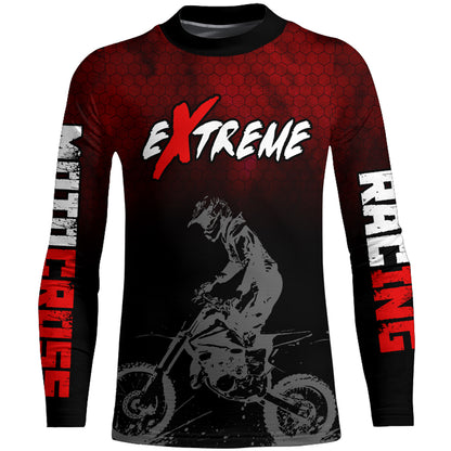 Custom Racing Jersey Red Black UPF30+ Motorcycle Motocross Shirt Off-Road Riding Jersey XM161