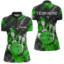 Load image into Gallery viewer, Green Watercolor Bowling Shirts for Women Men Custom Team Bowling Polo&amp;1/4 Zip Shirt MBL110