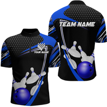 Load image into Gallery viewer, Blue Bowling Shirts for Men and Women Bowling Shirt Team Bowling Polo &amp; 1/4 Zip Shirt MBL36