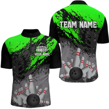 Load image into Gallery viewer, Custom Green Bowling Shirt forMen Women Team Bowling Jersey Bowling Polo &amp; 1/4 Zip Shirt MBL40