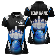 Load image into Gallery viewer, Blue Bowling Shirt for Men and Women Bowling Jersey with Team Bowling Polo &amp; 1/4 Zip MBL42