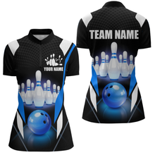 Load image into Gallery viewer, Blue Bowling Shirt for Men and Women Bowling Jersey with Team Bowling Polo &amp; 1/4 Zip MBL42