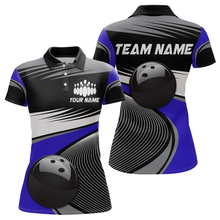 Load image into Gallery viewer, Black&amp;Blue Bowling Shirt for Men Women Team Custom Bowling Polo &amp; 1/4 Zip Shirt MBL43