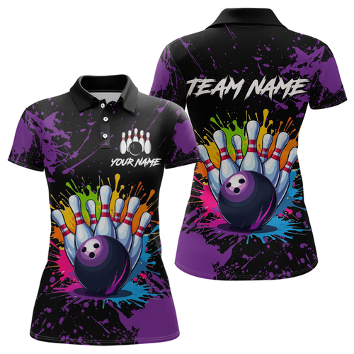 Custom Purple Watercolor Bowling Shirts for Men Women Team Funny Bowling Jersey MBL45