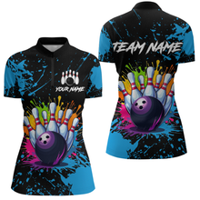 Load image into Gallery viewer, Custom Blue Watercolor Bowling Shirts for Men Women Team Funny Bowling Jersey MBL45
