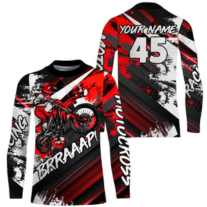 Custom Motocross Racing Jersey Adult&Kid UPF30+ Dirt Bike Riding Off-road Red MX Shirt XM36