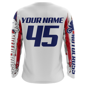 Motocross Racing Jersey UPF30+ American Flag Dirt BIkeJersey Youth MX Riding Motorcycle Shirt XM111