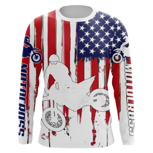 Motocross Racing Jersey UPF30+ American Flag Dirt BIkeJersey Youth MX Riding Motorcycle Shirt XM111