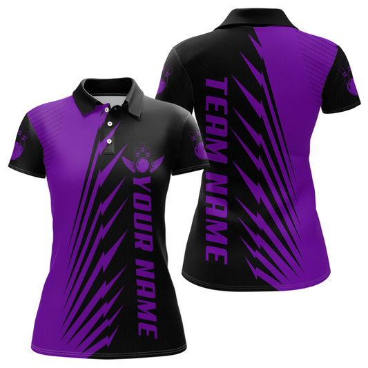 Custom Purple Bowling Shirts for Men Women Team Bowling Polo & 1/4 Zip Shirt MBL48