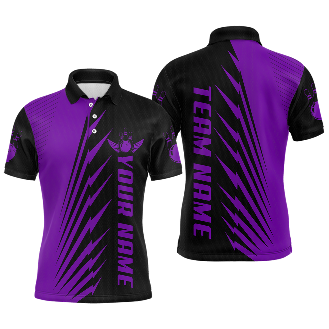 Custom Purple Bowling Shirts for Men Women Team Bowling Polo & 1/4 Zip Shirt MBL48