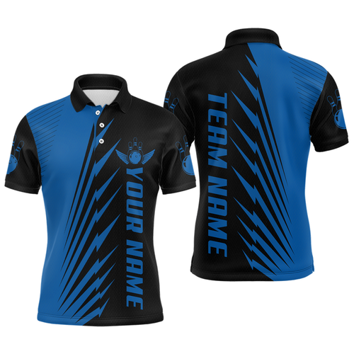 Custom Blue Bowling Shirts for Men Women Team Bowling Polo & 1/4 Zip Shirt MBL48