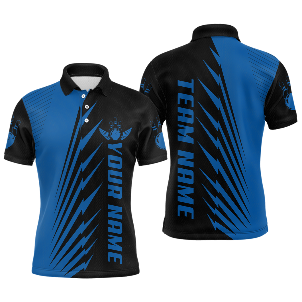 Custom Blue Bowling Shirts for Men Women Team Bowling Polo & 1/4 Zip Shirt MBL48