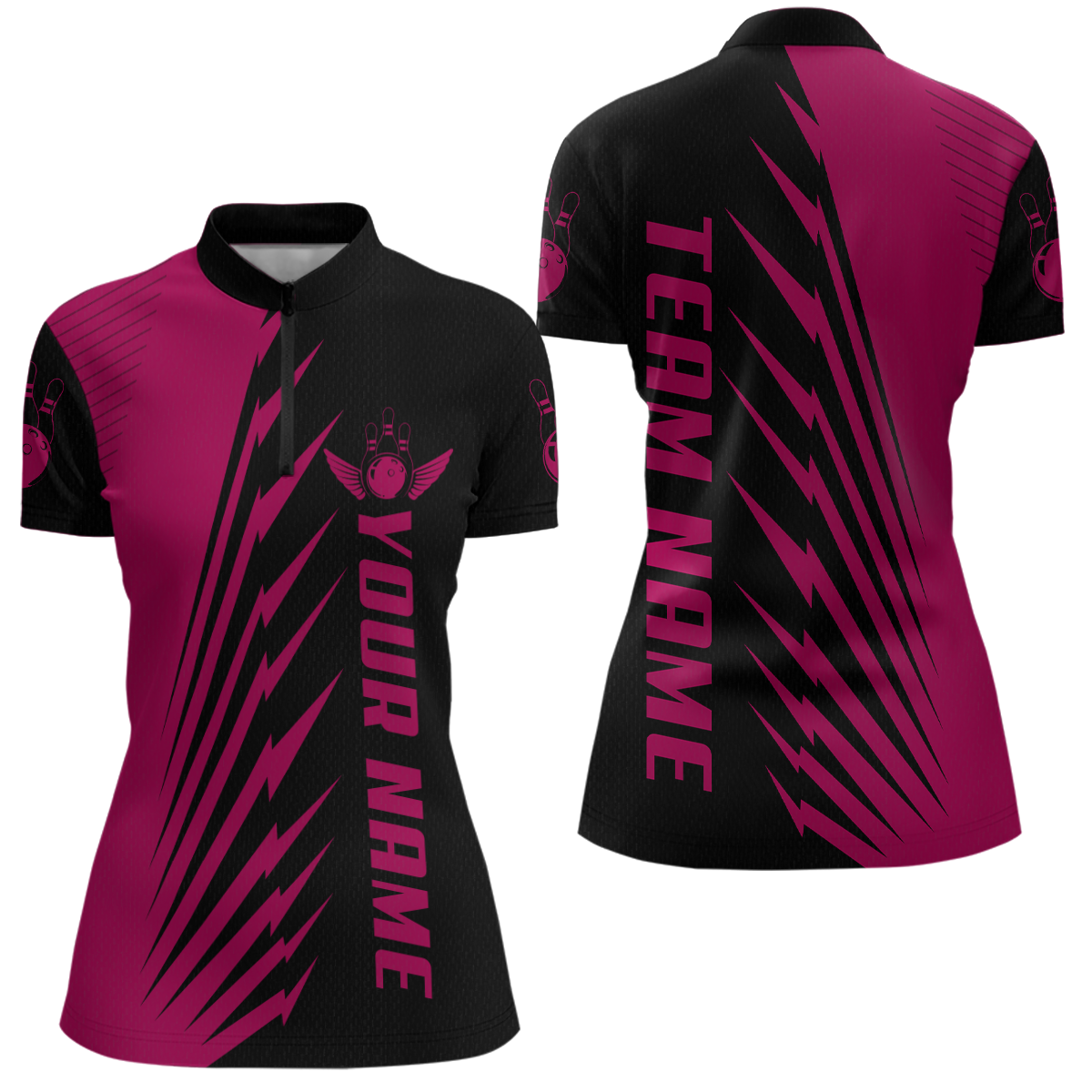 Custom Pink Bowling Shirts for Men Women Team Bowling Polo & 1/4 Zip Shirt MBL48