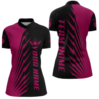 Custom Pink Bowling Shirts for Men Women Team Bowling Polo & 1/4 Zip Shirt MBL48