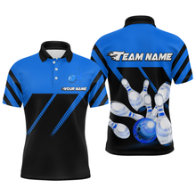 Load image into Gallery viewer, Blue Bowling Shirt Custom Bowling Jersey for Men Women Bowling Polo&amp;1/4 Zip Shirts MBL51
