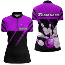 Load image into Gallery viewer, Purple Bowling Shirt Custom Bowling Jersey for Men Women Bowling Polo&amp;1/4 Zip Shirts MBL51