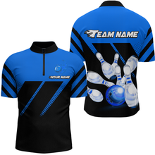 Load image into Gallery viewer, Blue Bowling Shirt Custom Bowling Jersey for Men Women Bowling Polo&amp;1/4 Zip Shirts MBL51