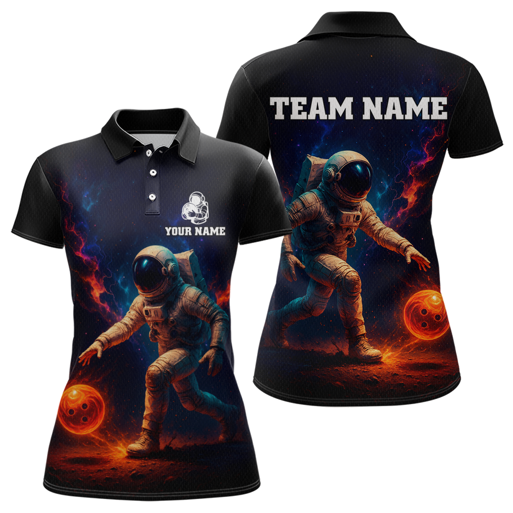 Custom Astronaut Bowling Shirts for Women Men Team Galaxy Bowling Polo and 1/4 Zip MBL170