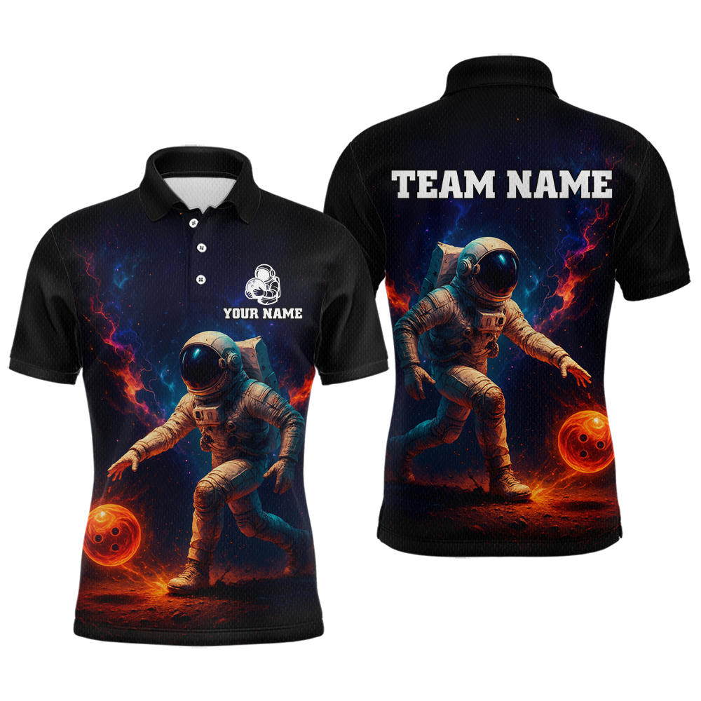 Custom Astronaut Bowling Shirts for Women Men Team Galaxy Bowling Polo and 1/4 Zip MBL170