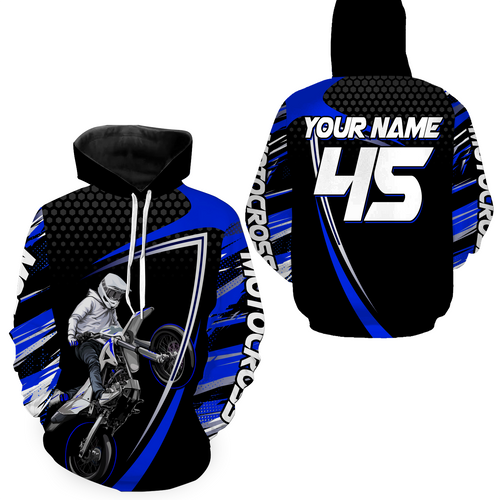 Blue Motocross Racing Hoodie Jersey For Men Women Motorcycle Dirt Bike Hoodie Zip MH124