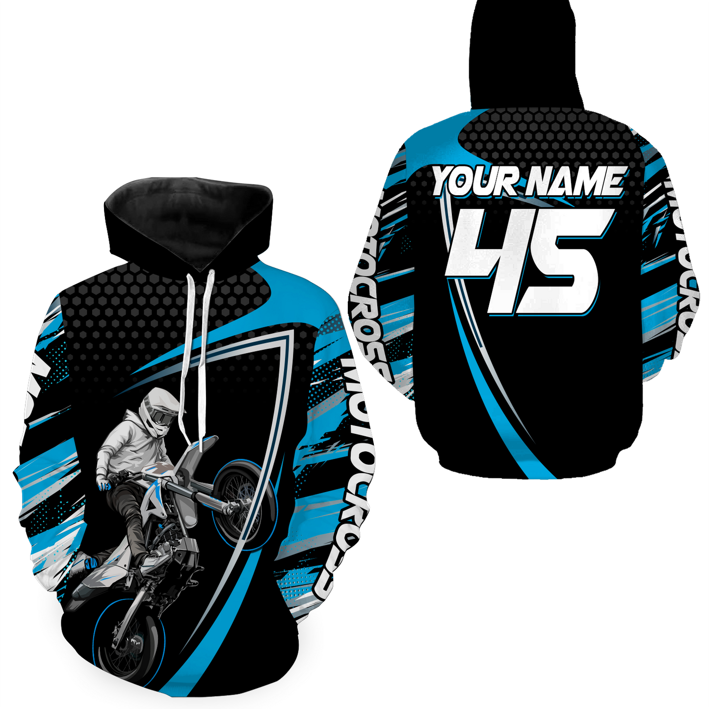 Light Blue Motocross Racing Hoodie Jersey For Men Women Motorcycle Dirt Bike Hoodie Zip MH124