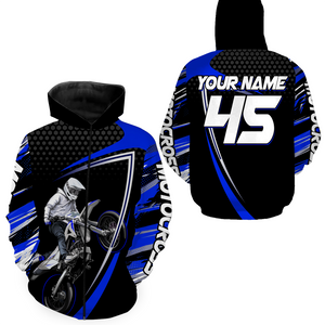 Blue Motocross Racing Hoodie Jersey For Men Women Motorcycle Dirt Bike Hoodie Zip MH124