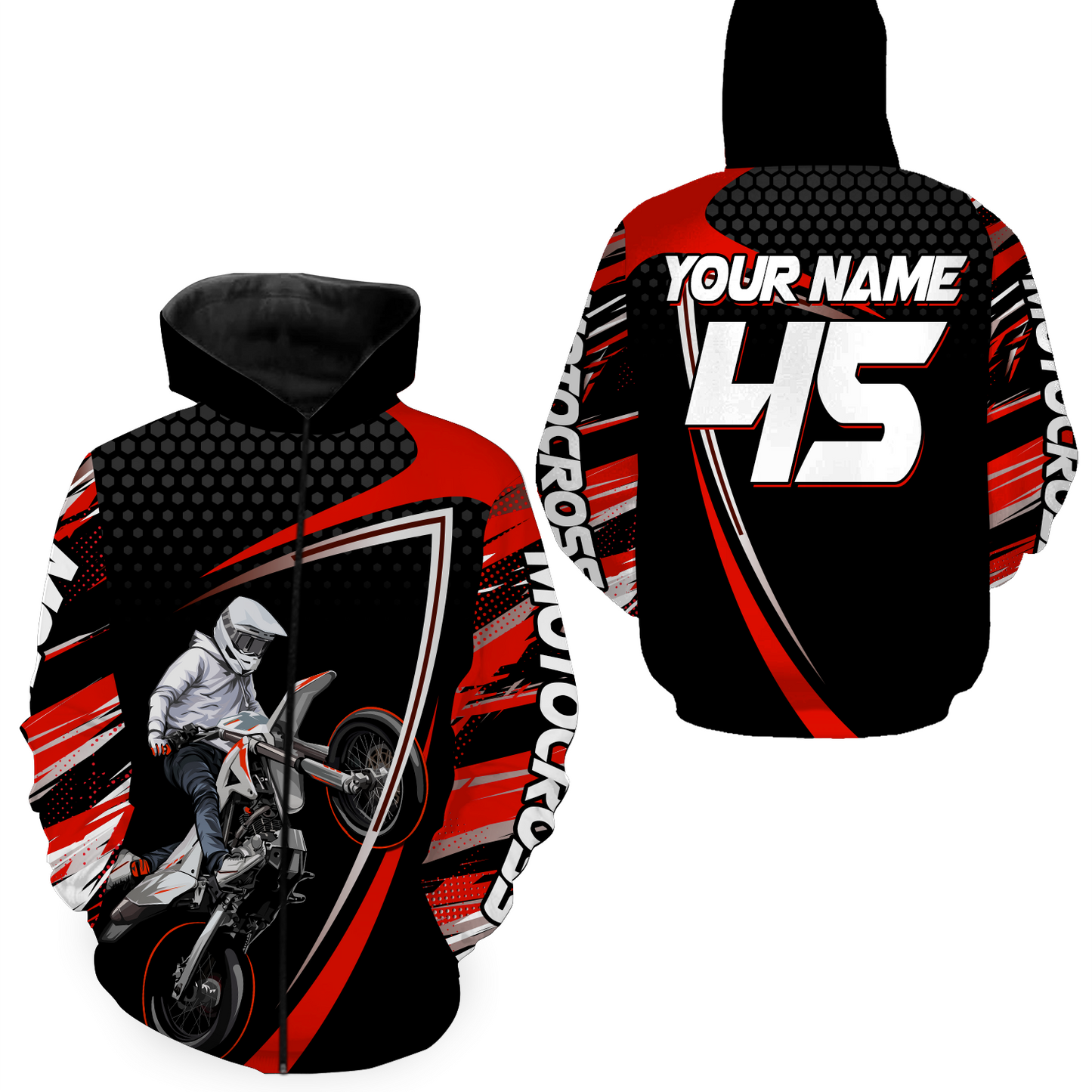 Red Motocross Racing Hoodie Jersey For Men Women Motorcycle Dirt Bike Hoodie Zip MH124